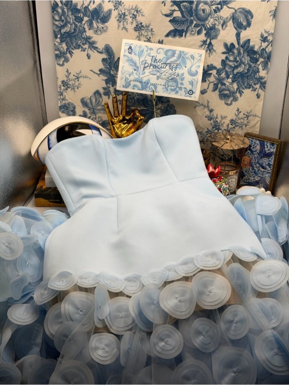 🆕 BRONX & BANCO 🧿 NWOT Harper Strapless Gown, Powder Blue - Sz XS US 2 - Picture 12 of 15
